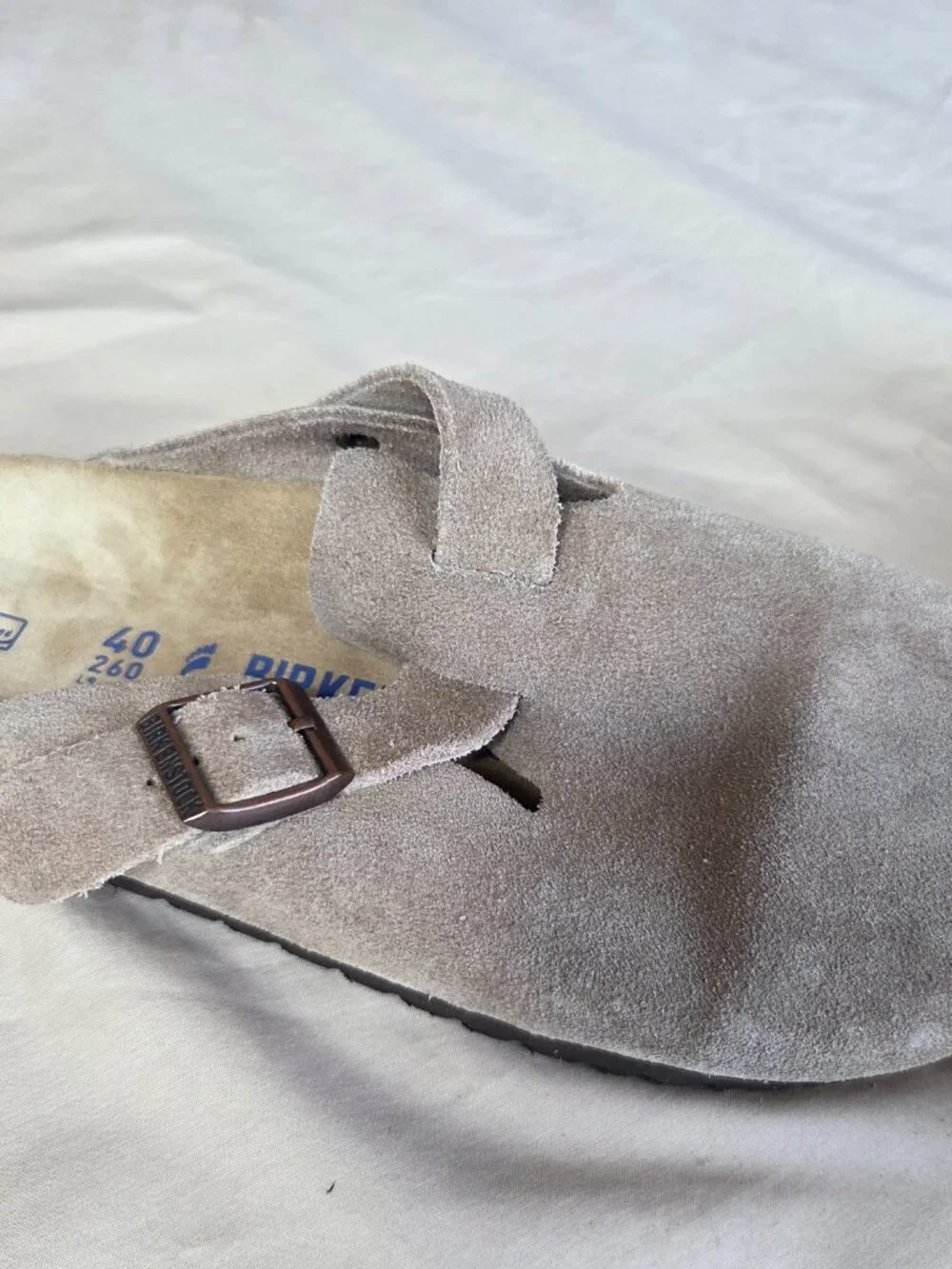 Birkenstock - Women's  Boston Clogs Taupe Suede Size 40 - Picture 5 of 13